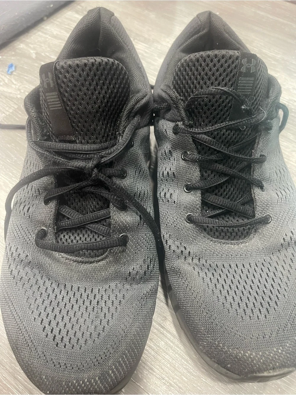 Under Armour Black and Dark Gray Knit Training Sneakers